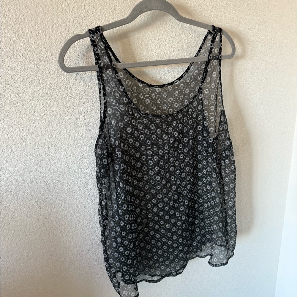 Old Navy Sheer Black and White Patterned Blouse